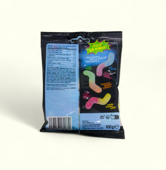 Trolli Gomita Sour Glowworms, 100 g. Gomitas azúcaradas en forma de gusanos con sabor ácido.