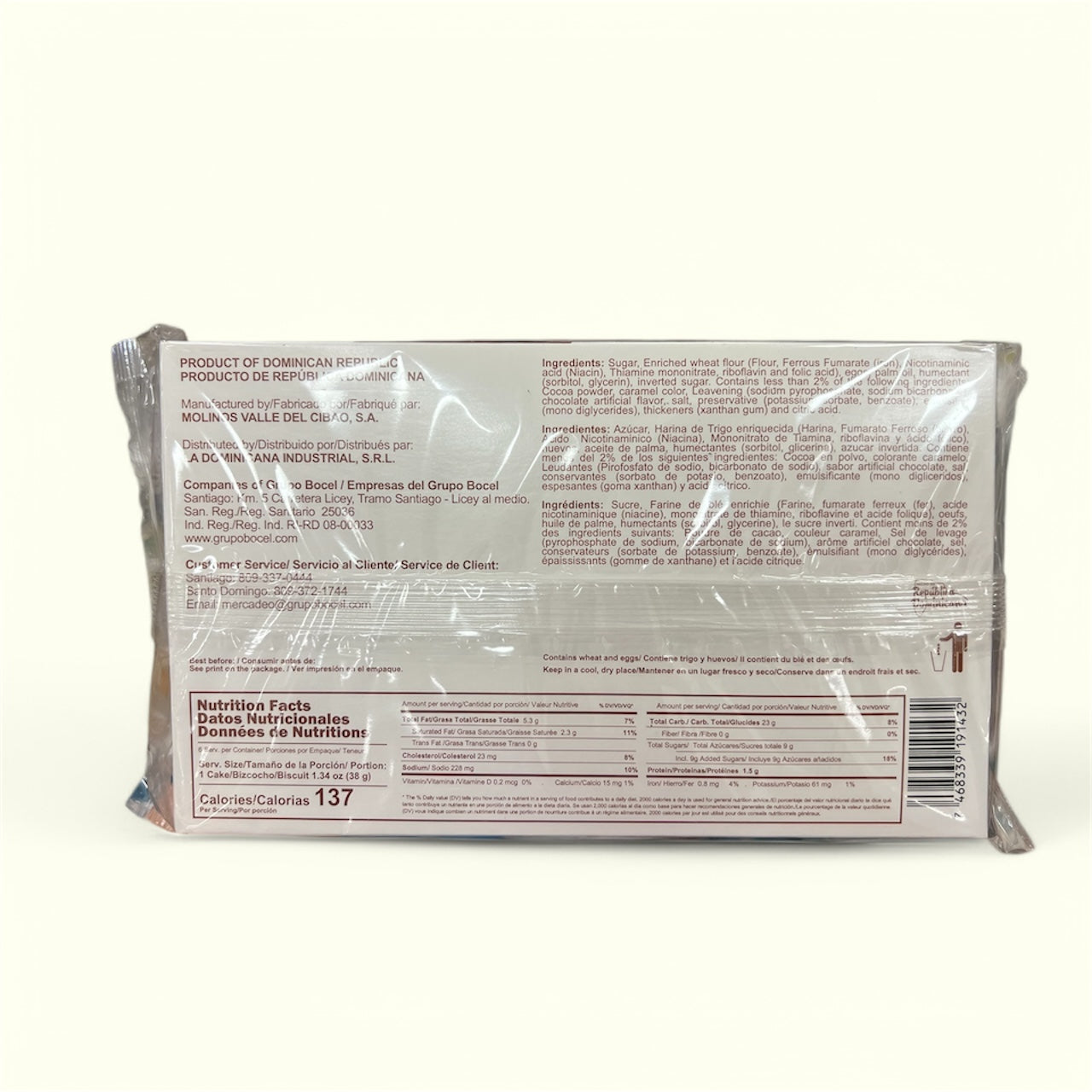 Bizcocho Sponggy, 6 unidades/ 228 g. Bizcochos de masa esponjosa
