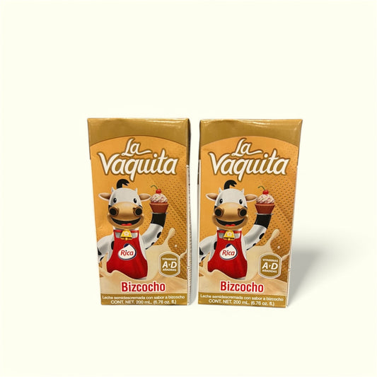 Leche semidescremada Rica, La Vaquita con sabor a Bizcocho 200 ml