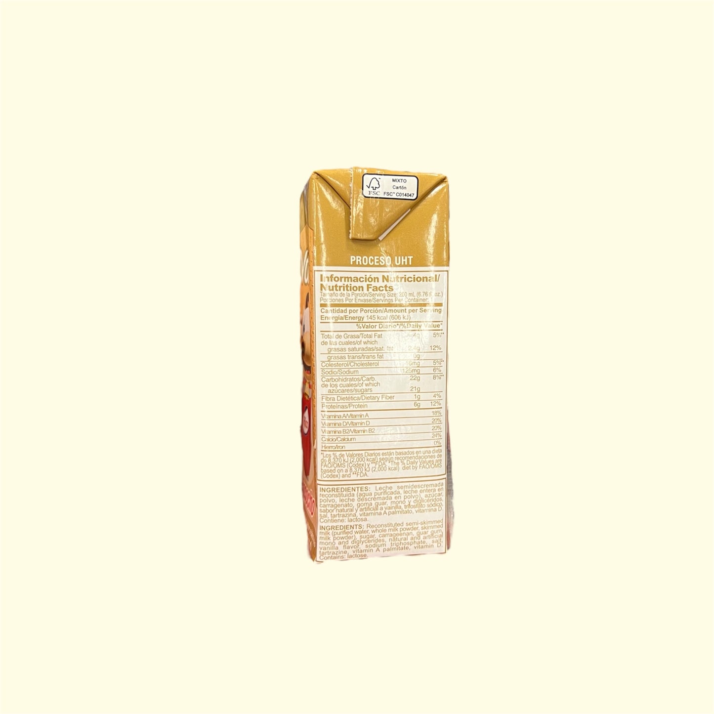 Leche semidescremada Rica, La Vaquita con sabor a Bizcocho 200 ml