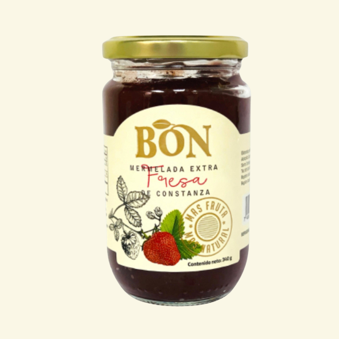 Mermelada de Fresa marca Bon, 340 g. Más fruta, más natural!