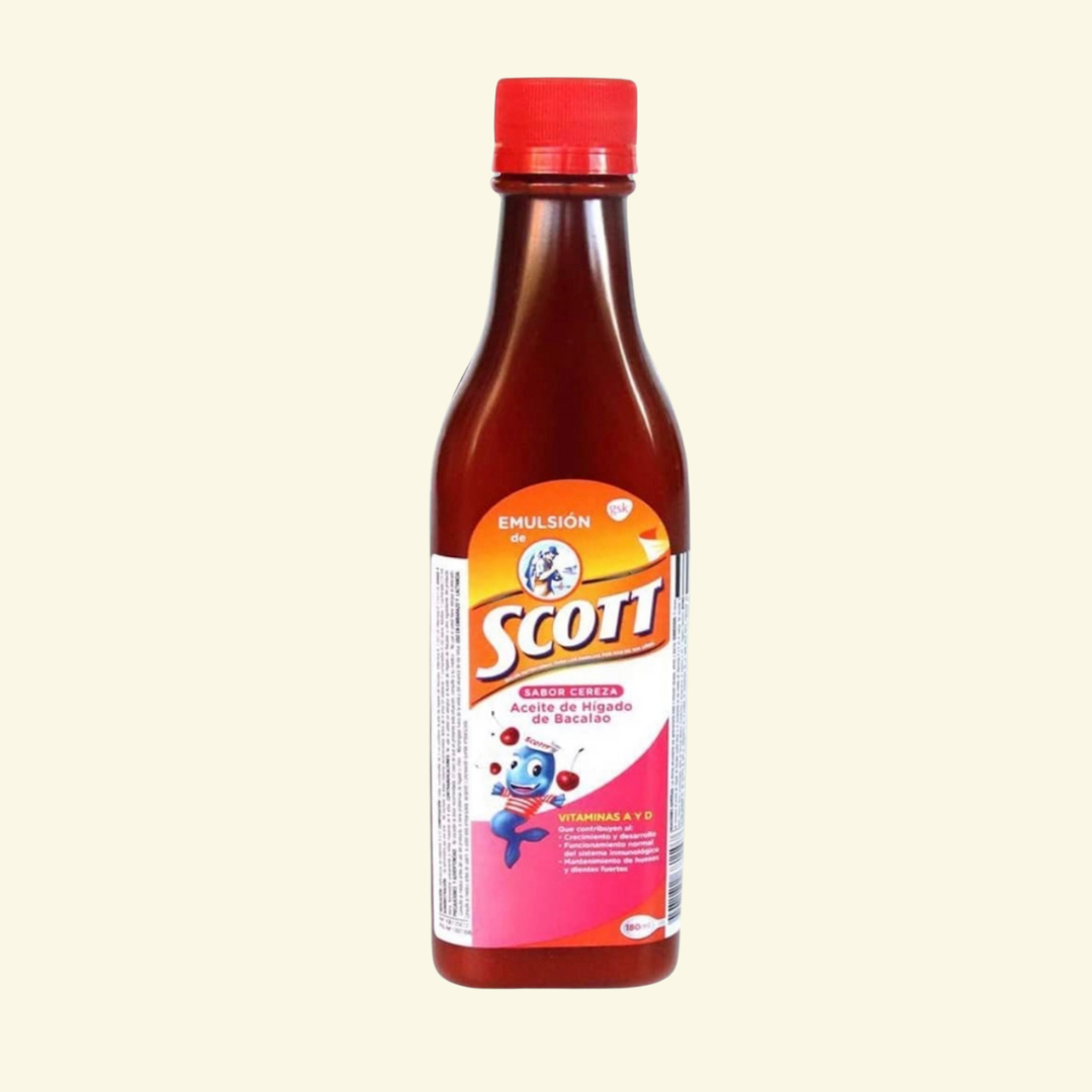 Emulsion de Scott, 200ml, Aceite de Hígado,Fuente de vitaminas A y D.