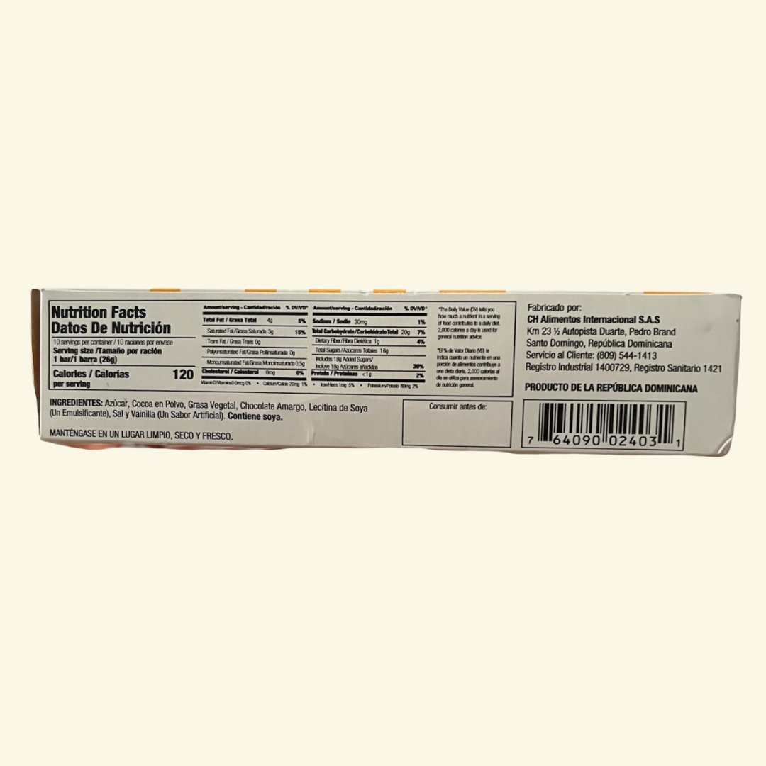 Chocolate de mesa Embajador 10 tabletas, peso Neto: 260 g