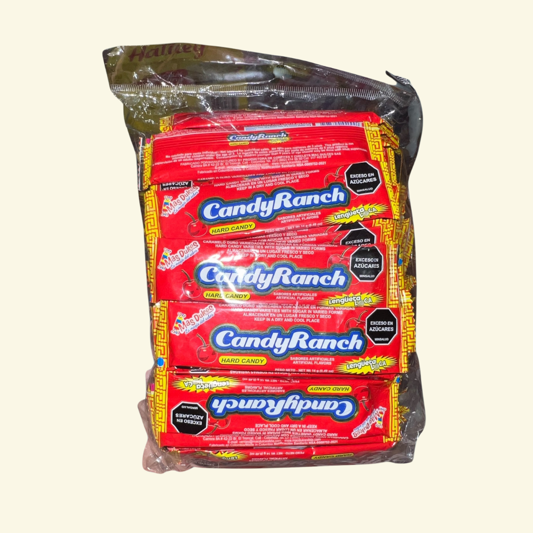 Lengüita candy Ranch sabor a Cereza, puede llegarte en una de sus 2 presentaciones de 60 piezas o 30 piezas!