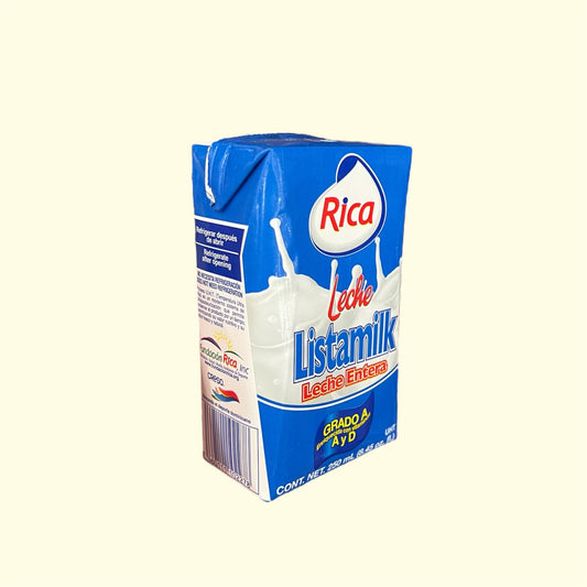 Leche Entera marca Rica Listamilk, 250 ML
