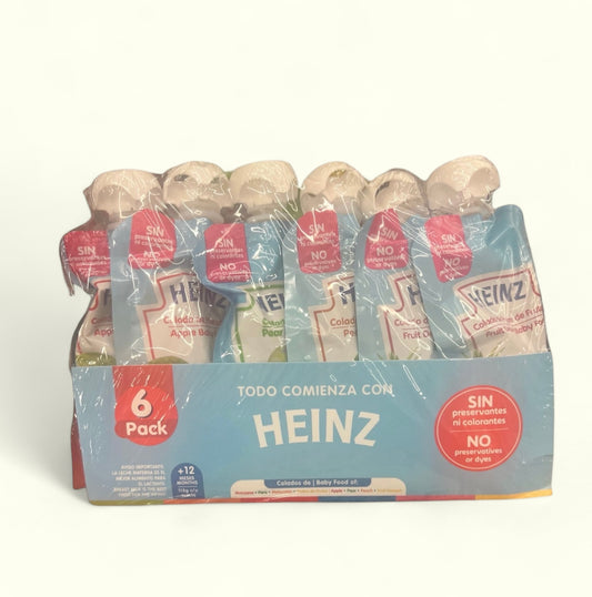 Six pack de compotas Heinz Surtidas sabor De Manzana, Pera, Melocotón y Postres de Fruta👶Sin preservantes, ni colorantes