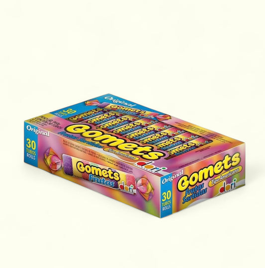 Gomitas con sabores Frutales Gomets, 30 tubos, 960 g. Golosinas con sabor artificial a frutas