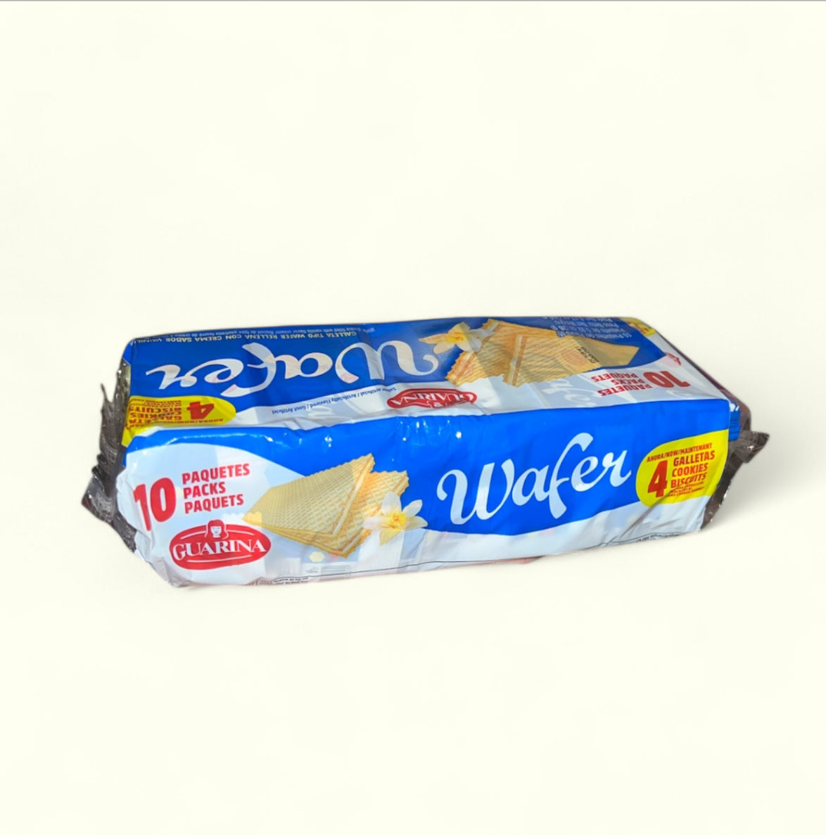 Galletas Guarina Wafer, 260 g /10 paquetes. Galletas tipo wafer rellenas de crema de limón, Fresa o Vainilla.