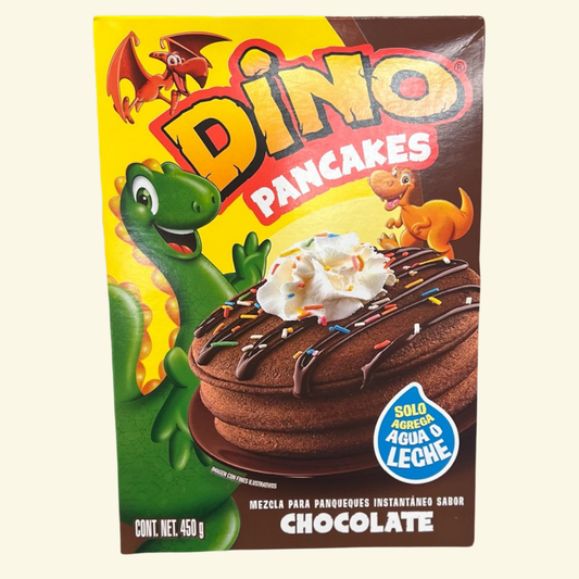 Dino Pancakes sabor a Chocolate, 450g. Mezcla para panqueques instantánea de Chocolate.