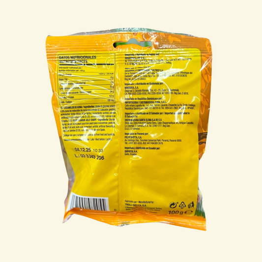 Gomitas Trolli Peach Rings, 100g. Gomitas en forma de anillo con sabor a Melocotón