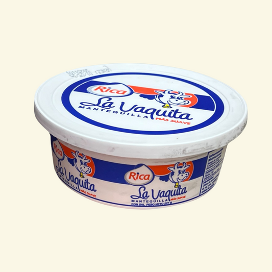 Mantequilla con sal La Vaquita, marca Rica en tarro, 227 g!