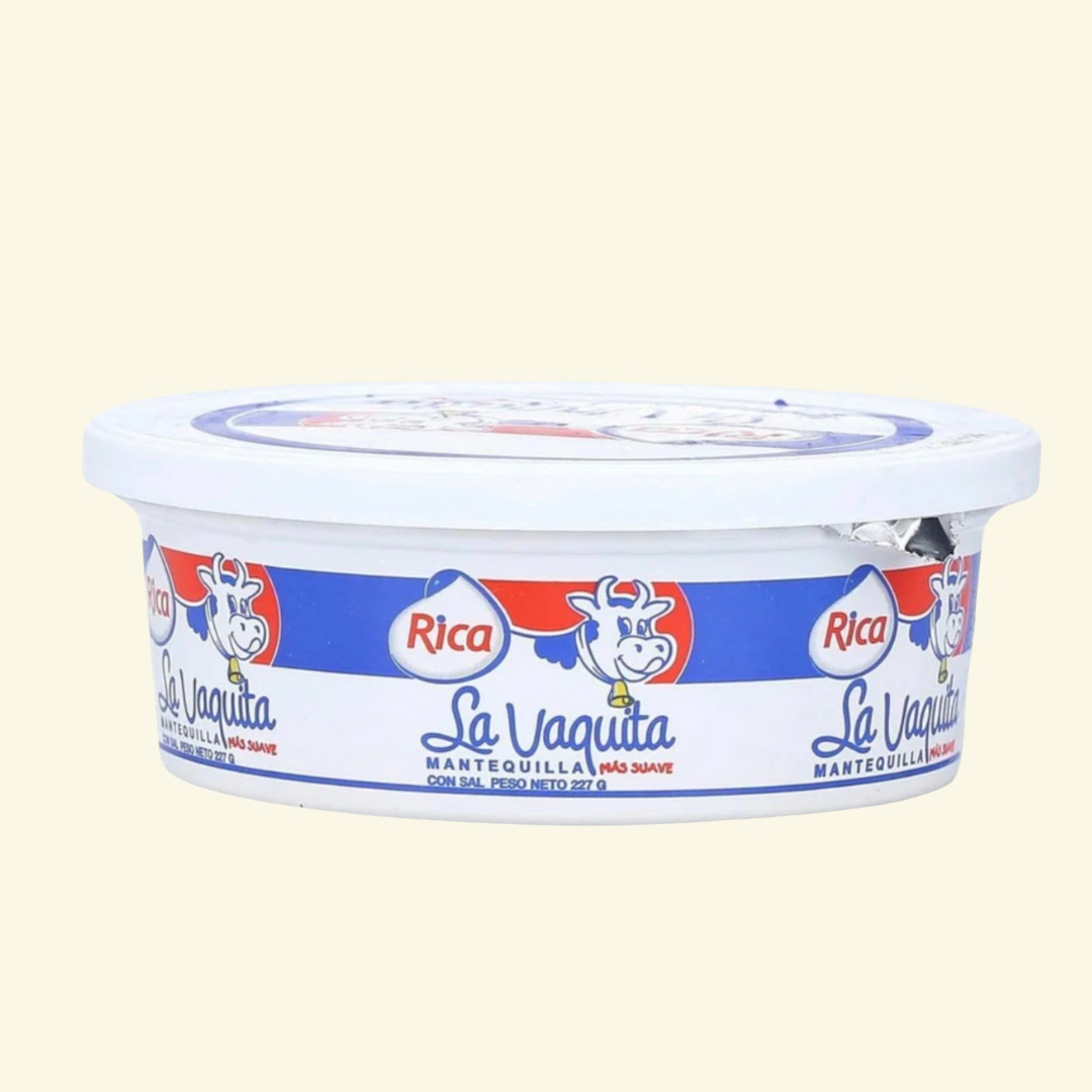 Mantequilla con sal La Vaquita, marca Rica en tarro, 227 g!