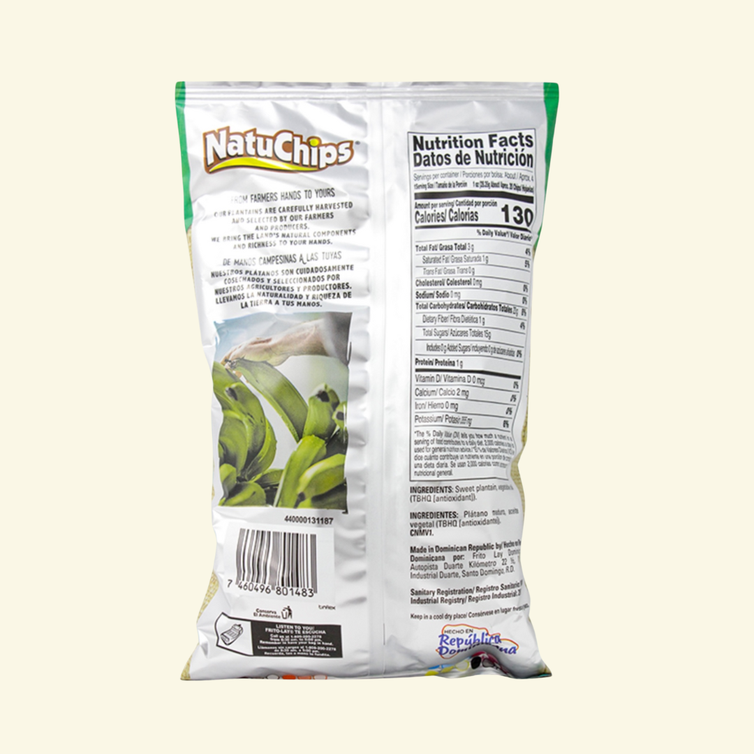 NatuChips plátano Maduro, 110 g. Hecho de plátano 100 % natural.