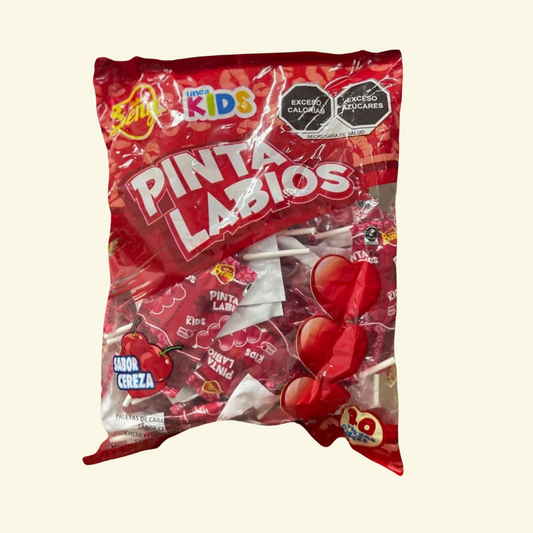Paletas pinta labios  Dulces Beny, 40 unidades, Sabor a cereza. 320 g. Paletas de caramelo macizo sabor a cereza 🍒