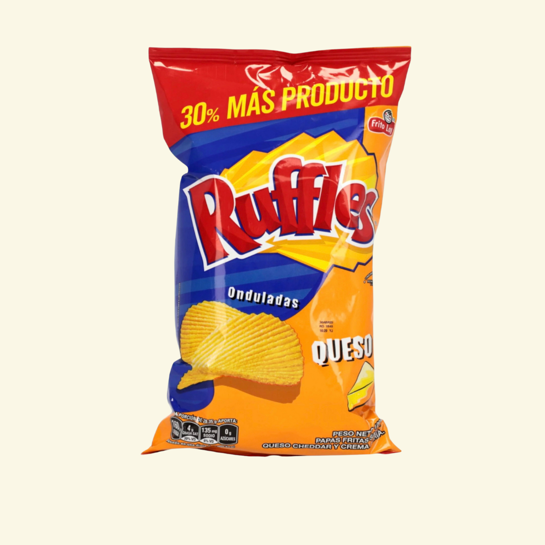 Papita Ruffles Onduladas de queso, 120 g. 30% más producto!