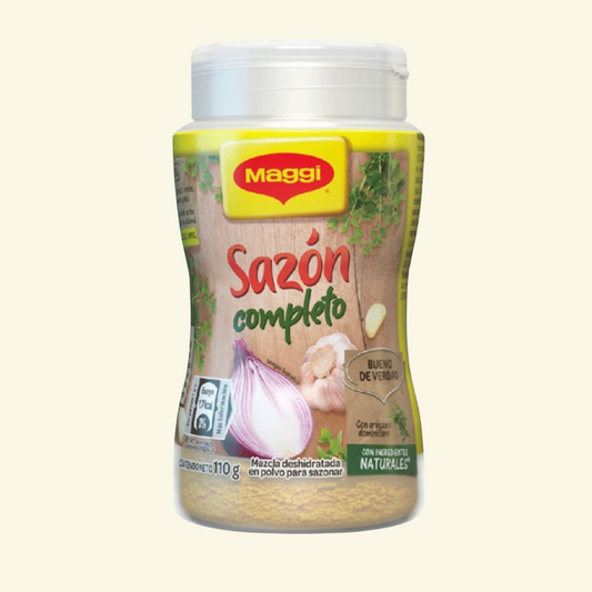 Sazón completo en Polvo Maggi, con ingredientes naturales.