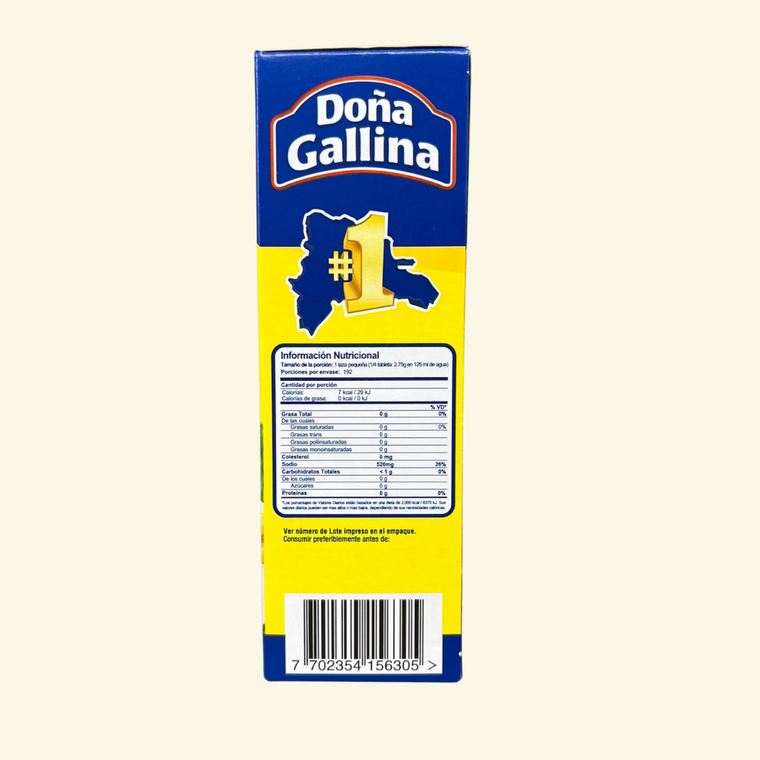 Sopita en tabla Doña Gallina, 528 g. 48 tabletas/ Fácil de disolver y con sal en su punto