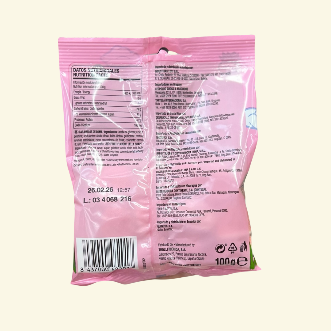 Trolli Kiss Strawberry, 100 g. Delicioso caramelo masticable sabor a fresa 🍓