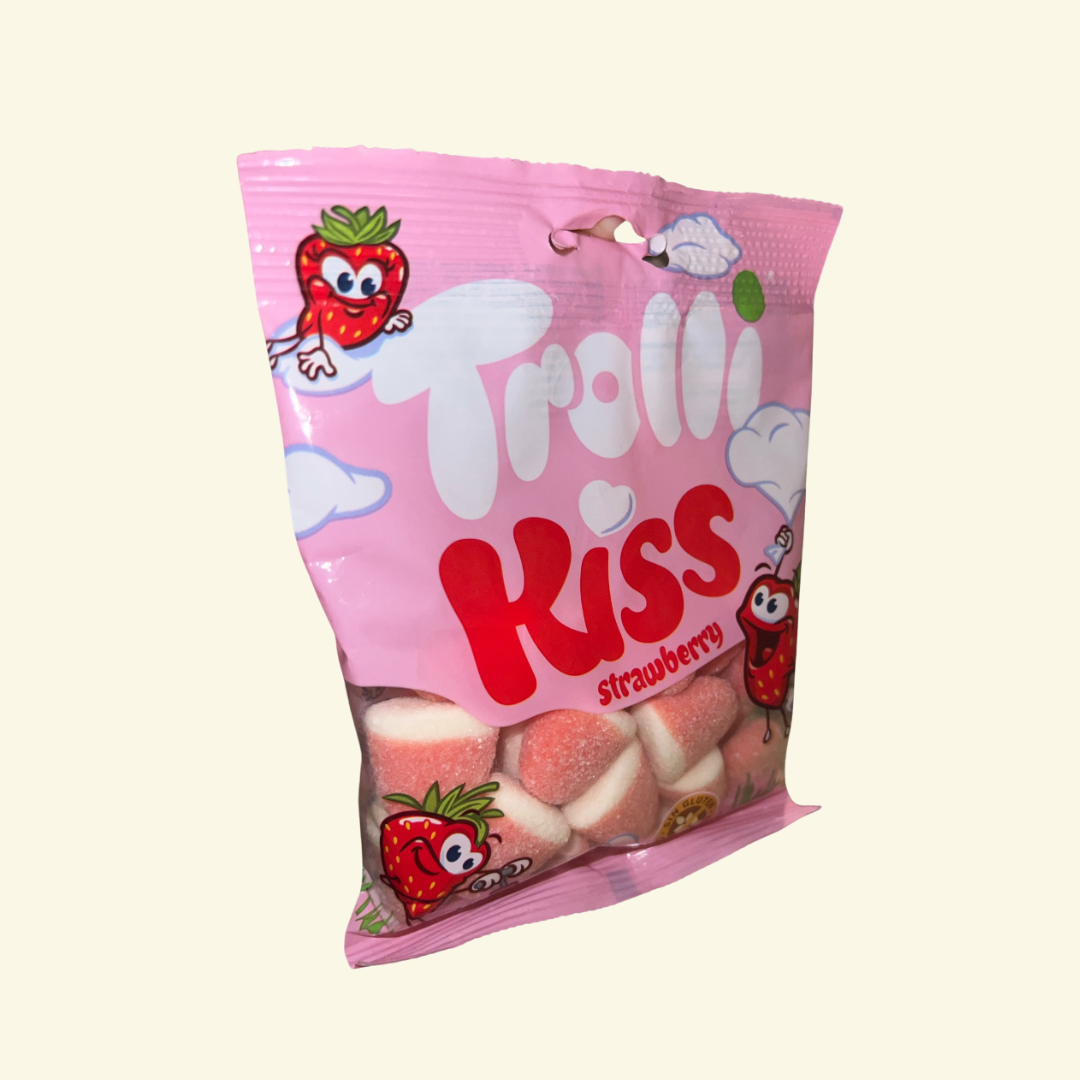 Trolli Kiss Strawberry, 100 g. Delicioso caramelo masticable sabor a fresa 🍓