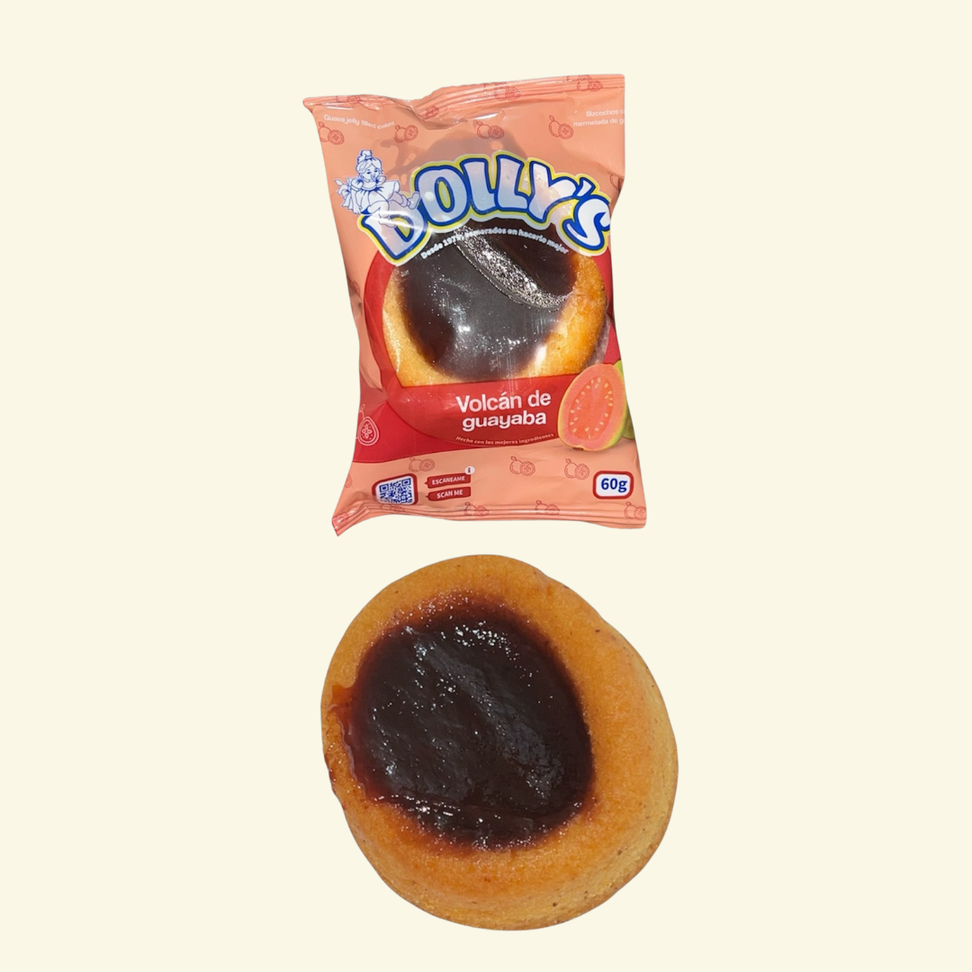 Bizcocho Dolly’s relleno de Guayaba, 60 g. Suave y esponjoso Bizcocho relleno de mermelada de Guayaba