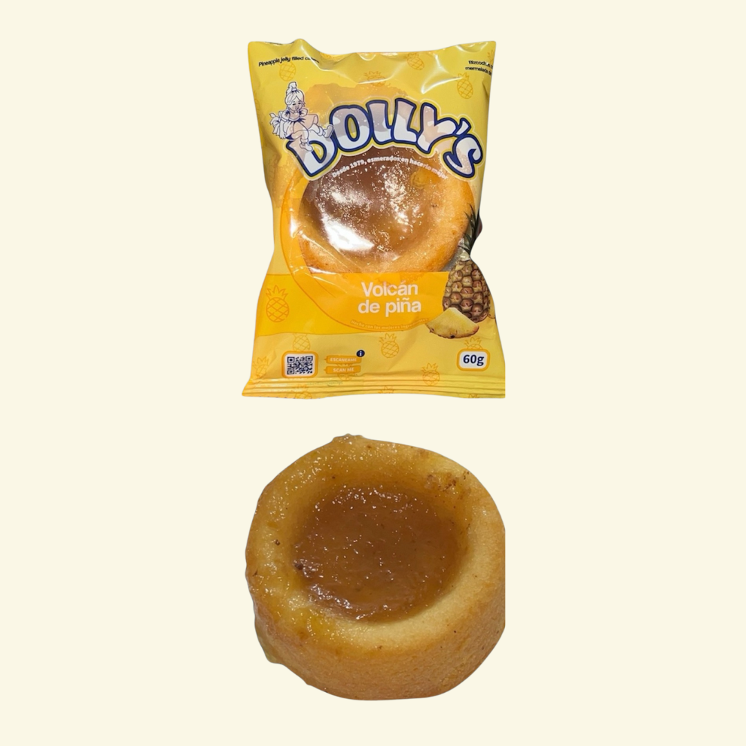 Bizcocho Dolly’s relleno de piña, 60 g. Suave y Esponjoso Bizcocho relleno de Mermelada de piña