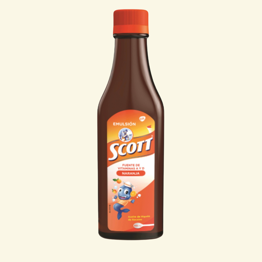 Emulsion de Scott, 200ml, Aceite de Hígado,Fuente de vitaminas A y D.