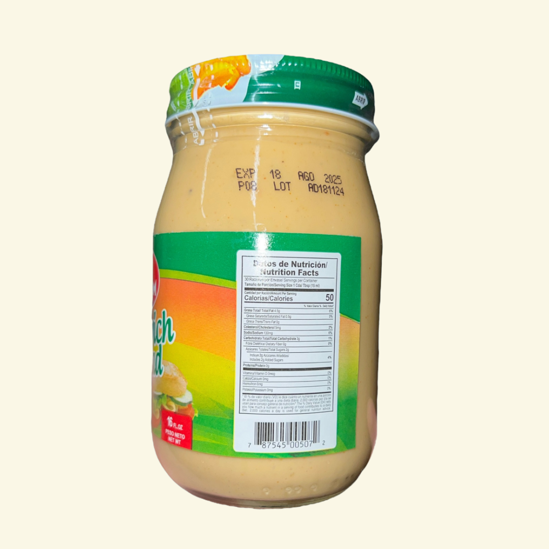 Aderezo Baldom Sándwich Spread. Ideal para preparar tus sándwiches 🥪