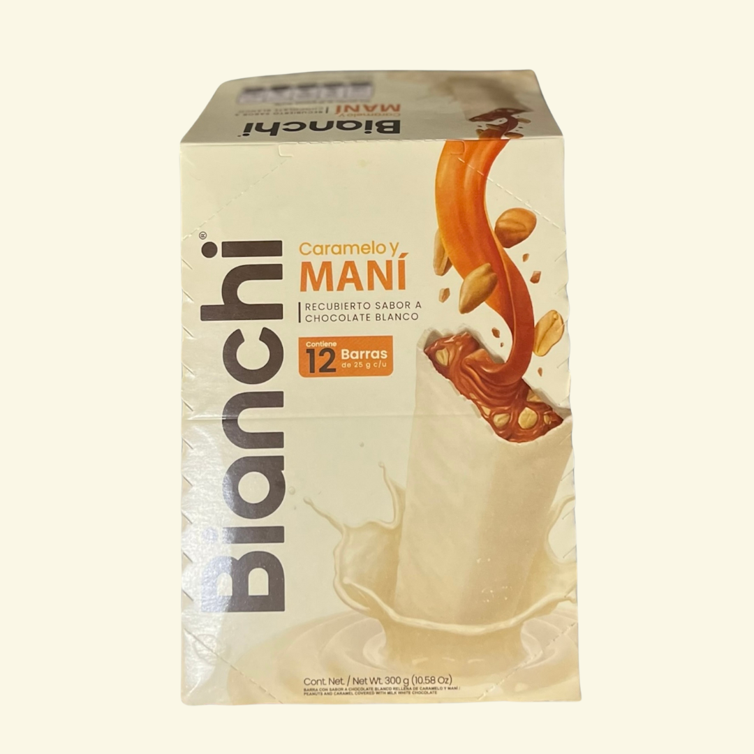 Chocolate Bianchi cubierto con chocolate Blanco, contiene 12 barras! 300 g.