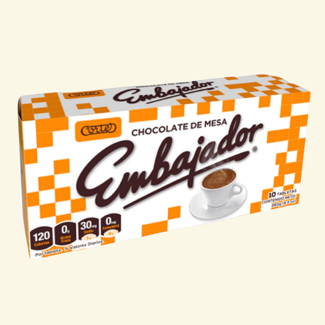 Chocolate de mesa Embajador 10 tabletas, peso Neto: 260 g