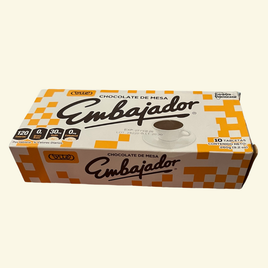 Chocolate de mesa Embajador 10 tabletas, peso Neto: 260 g