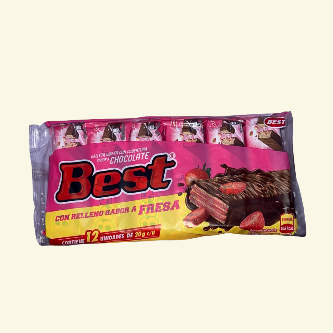 Galleta Best con relleno sabor a Fresa, 12 unidades