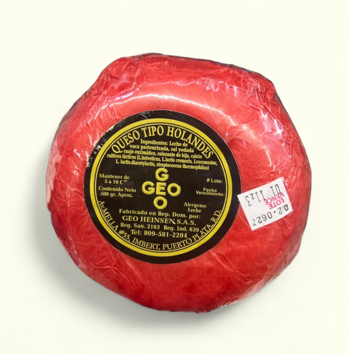 Queso Tipo Holandés Geo original, 1 lb. Queso en forma de bola con textura cremosa